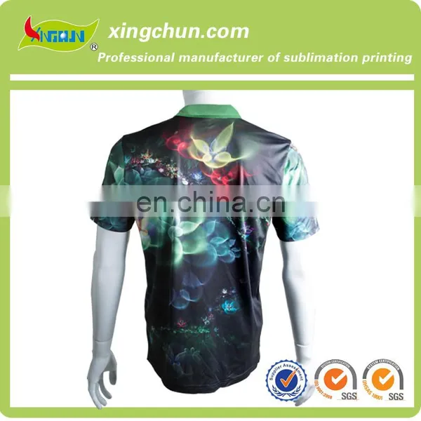 Colorful Flowers Design High Quality Polyester Dye Sublimation Printing Men's Polo Tees for Promotion photo-2