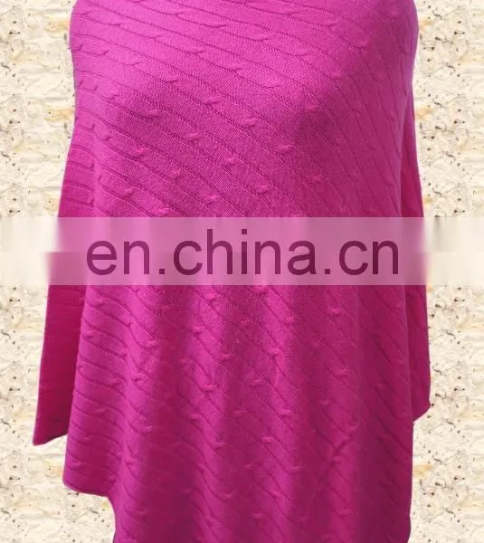 Knitted Poncho,Plain Knit, Cable Knit photo-5