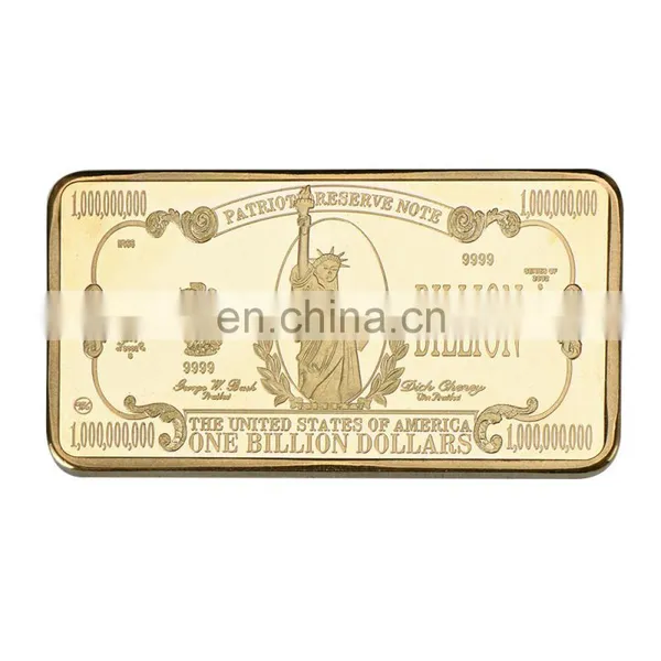 WR One Billion Gold Bar 24k 999.9 American Bill Note Fake Bars Quality Us Art Ornament With Plastic Case for Collection photo-3