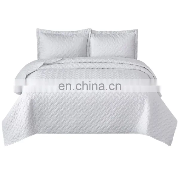 Soft 100% Polyester Fade Resistance Eco-friendly White Plain Quilt For Sale photo-6
