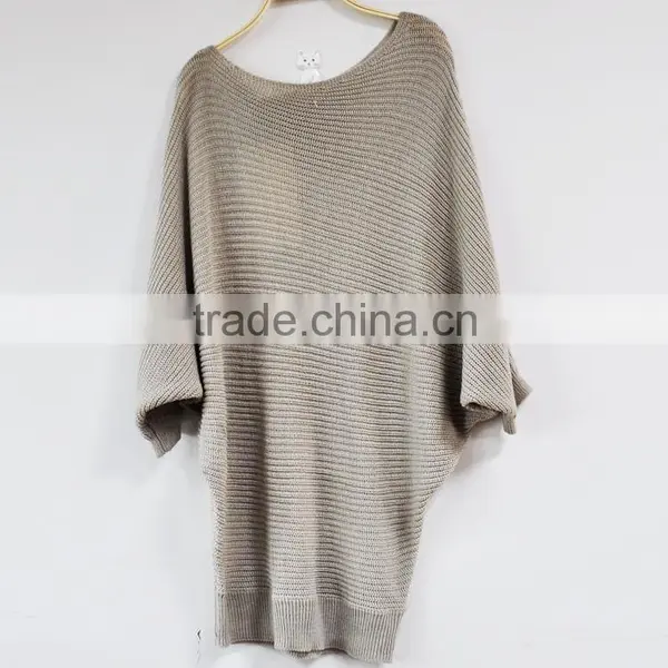 Wide Neck Quartz Fiber Women Knitting Patterns Bat Sleeve Sweater photo-4