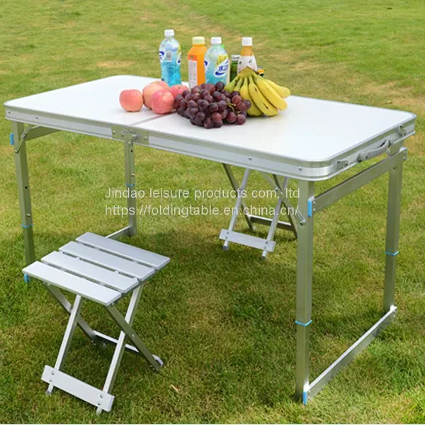 Outdoor Lightweight Portable Camping Aluminum Picnic Table Chairs Set photo-5