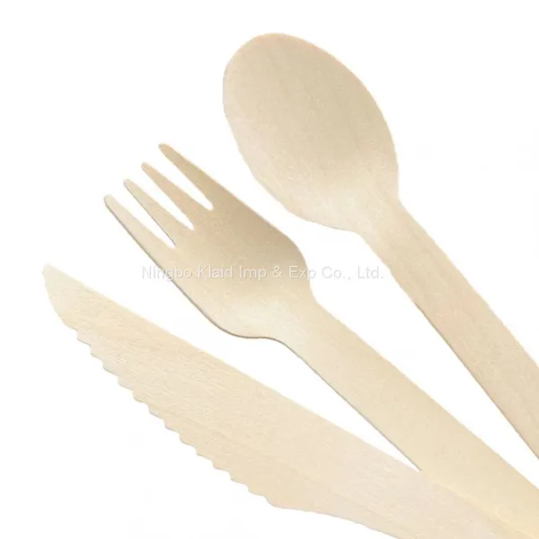 Eco-Friendly Biodegradable Degradable Birch Wooden Knife Spoon Fork Cutlery (400/Case) photo-3