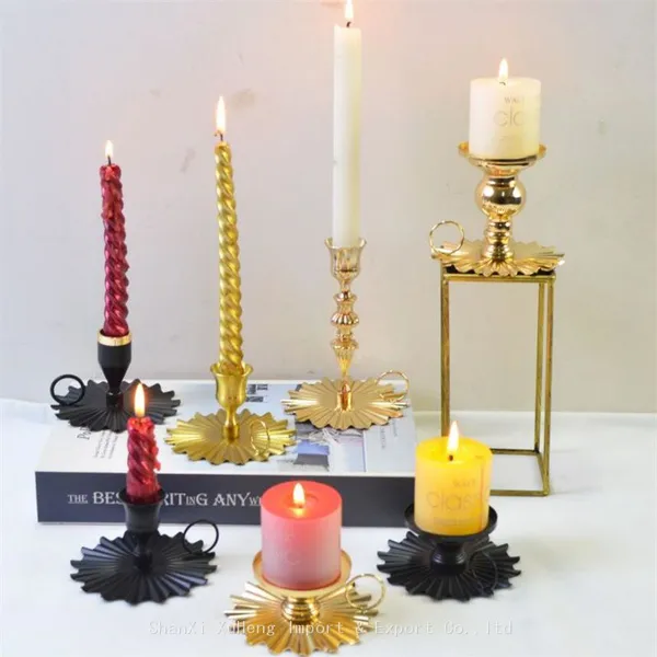 Matte Black Candle Holder Decorative Fan Shape Iron Gold Plate Candle Holder photo-2