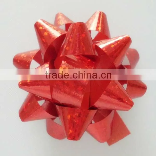 Gift Deluxe Fancy PET Bow For Festive Decoration Package/Matte Metallic Ribbon Star Bow/holiday Decortion Star Bow photo-3