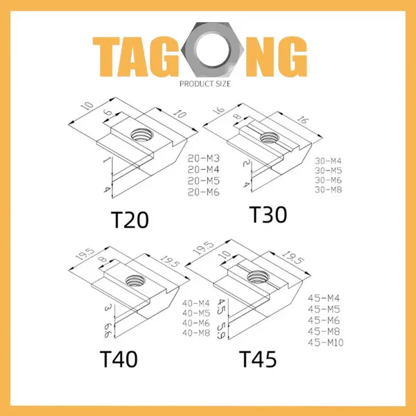 Heavy Duty T Slot 6mm 8mm Slider Nut T20 T30 T40 T45 Slot Industrial Aluminum Profile Water Treatment Stainless Steel photo-5