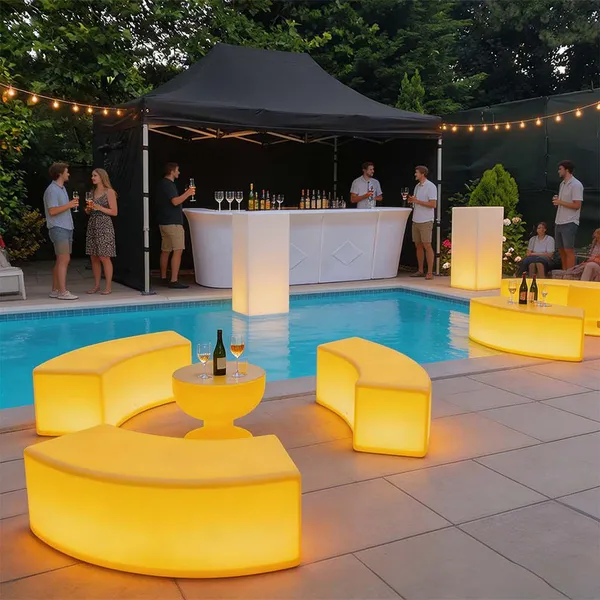 IP65 Waterproof LED Glow Furniture Set 16 Dimmable Colors Outdoor Luminous Sofa Table For Bar Hotel Garden Party photo-4