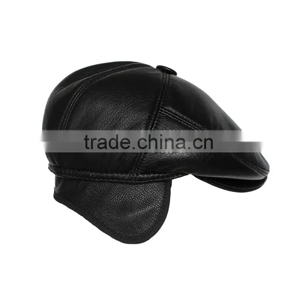 Genuine Leather Black Size Fitted Ivy Caps for Wholesale photo-2