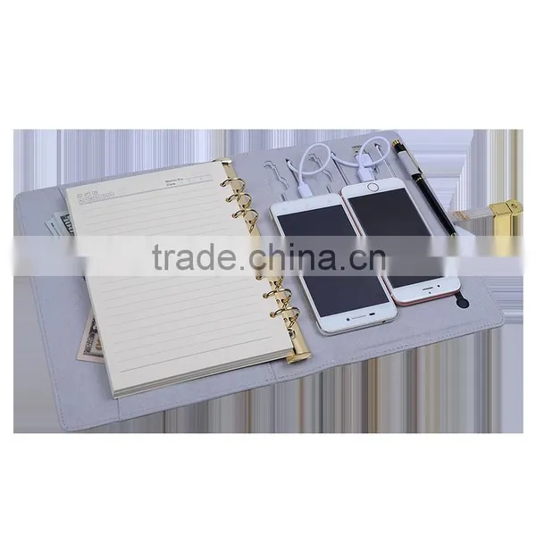 2016 Fashion Design pu Leather Power Bank Notebook With Usb Drive photo-3