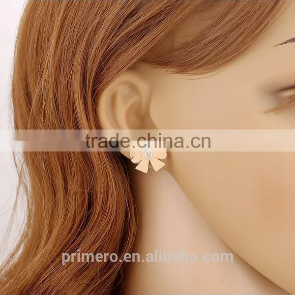 New Gold Plated Rhinestones Bow Butterfly Stud Earring For Women Jhumke Jewellery photo-3
