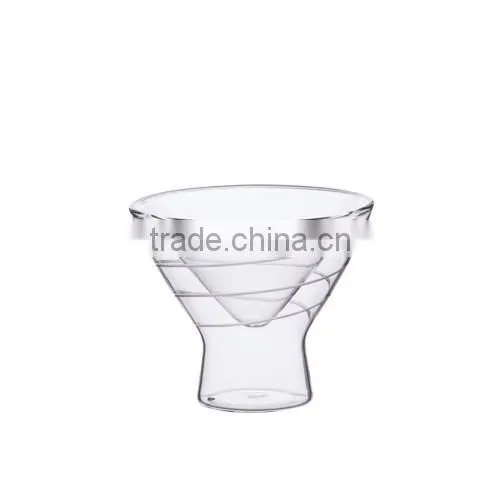 Borosilicate Double wall glass icecream bowl with hand cutting