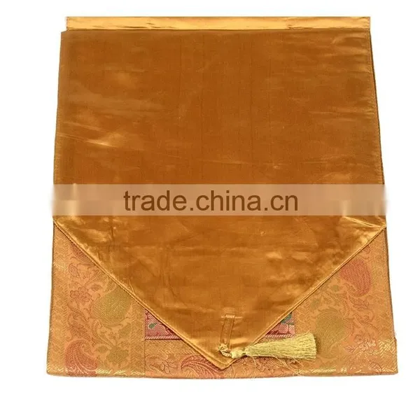 Stripe Design Yellow Border Colour Silk Table Runner photo-2