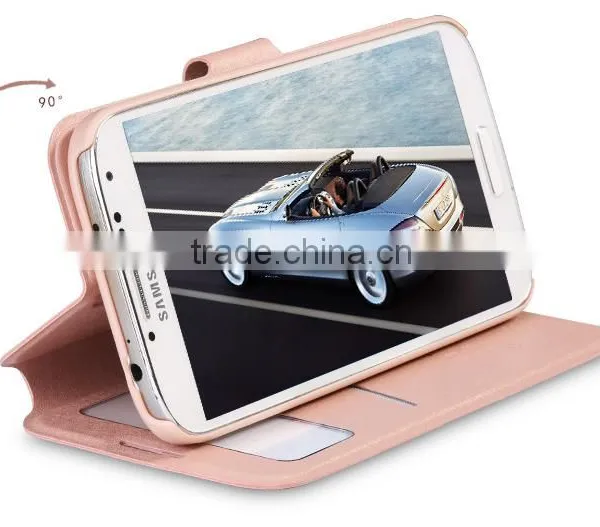 Single Open Window View Design Magnetic Buckle Leather Flip Case For Samsung photo-2