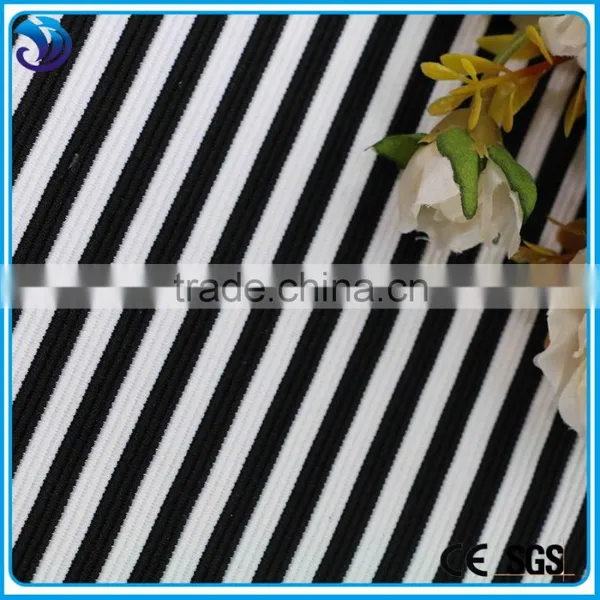 Classic Design Jacquard White and Black Stripe Printed Spandex Polyester Fabric photo-2