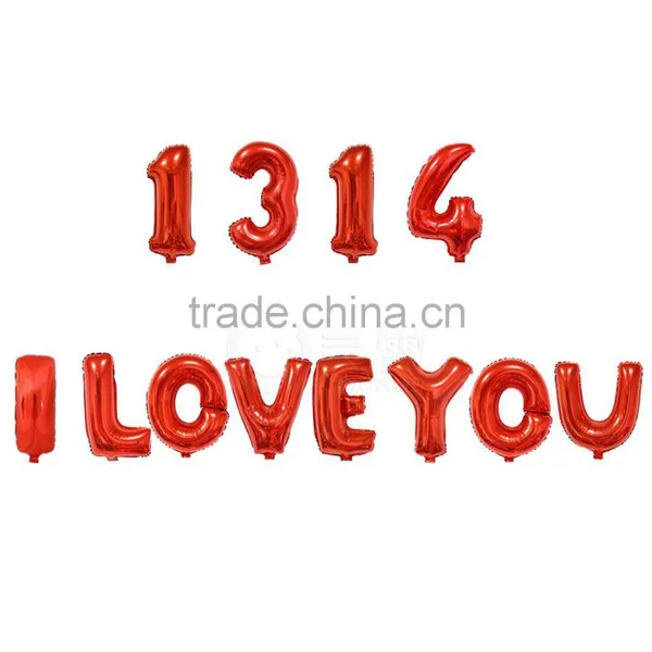 Wholesale 16" 1314 I Love You Red Set Alphabet Letter Foil Balloons