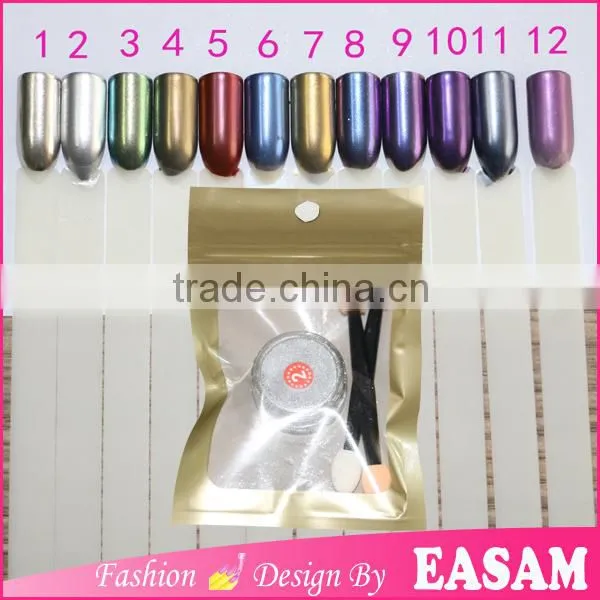 New Arrival Nail Chrome Powder With 12 Colors Nail Mirror Pigment Powder Quality Choice