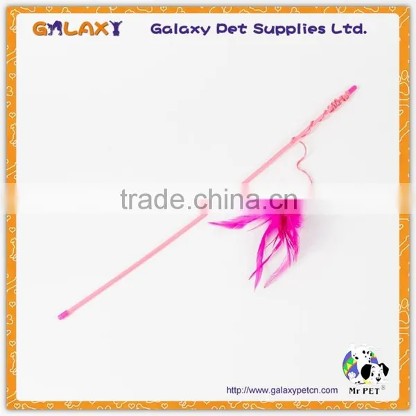 Fishing Rod Type Solid Color Feather Cat Teaser Stick Toy With Bell photo-3