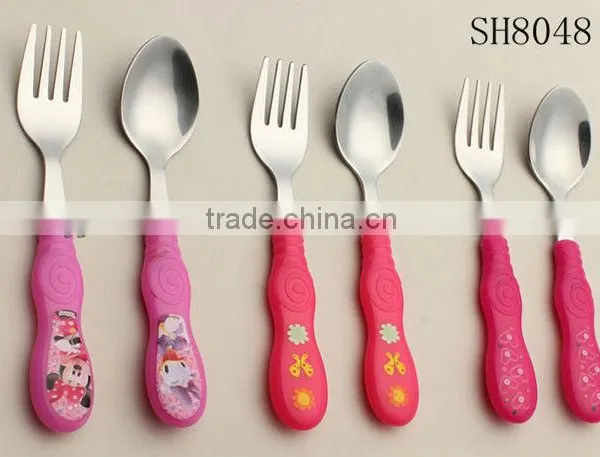 Stainless Steel Plastic Handle Children Cutlery Set