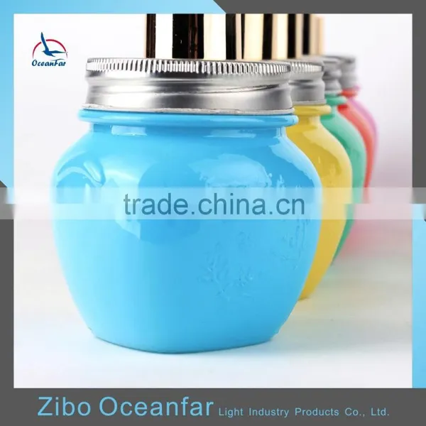 Hot Sale Colored Empty Square Pump Lid Glass Mason Jar photo-4