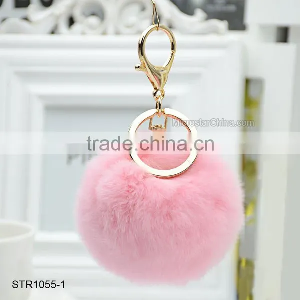 20 Colors 8cm Genuine Rex Rabbit Fur Ball Pom Pom Keychain Fur Ball Keychain photo-2