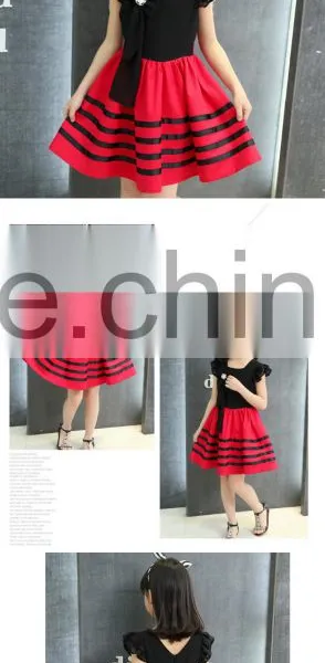 Child Baby Dress Model Sleeveless Striped With Pearl Necklace 1-3 Year Old Girl Dress photo-4