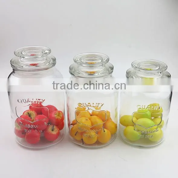 New Design Embossed Glass Canister Jar With Lid