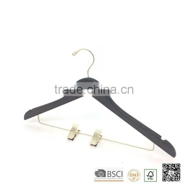 Popular Gold Clip Skirt Hanger, Black Clip Hanger With Gold Clips for Skirt, Pant, Coat,. Gargment Clothes Hanger, Black Hanger