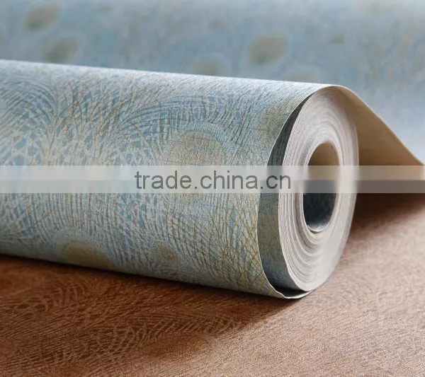 2015 Animal Hair Texture Wallpaper Peacock Feather Wall Paper Waterproof photo-2