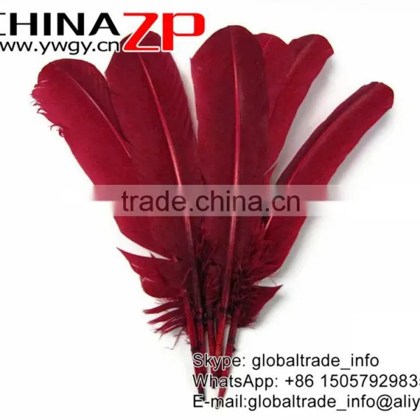 ZPDECOR Elegent Plume Crafts Bulk Sale Dyed Burgundy Solid Color Turkey Feather for Fashion Show photo-2