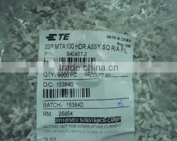 2.54mm Pitch PCB Wire to Board Connector TE 2P MAT100 HDR ASSY SQ Connector 640457-2 Right Angle Header 2 Pin Through Hole photo-5