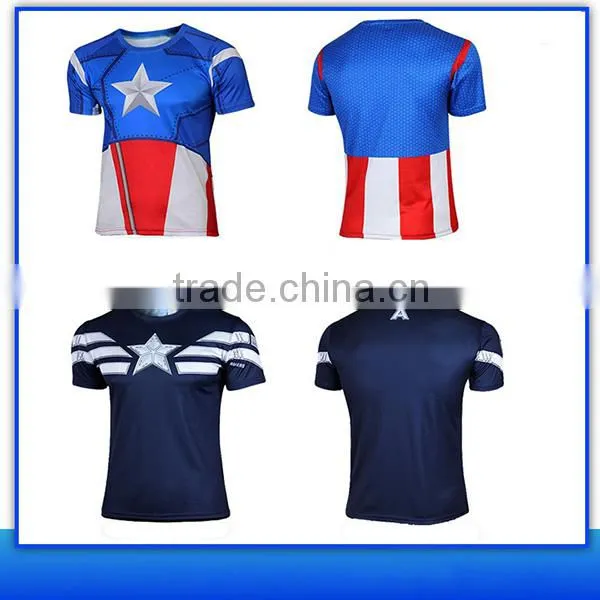 2016 New Style 100% Polyester Dry Fit Superhero t Shirts for Men photo-2