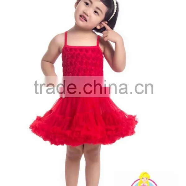 Summer Fashion Rosette Pettidress Fancy Design and Top Quality Birthday Party Dress for 0-3 Years Old Baby Girl photo-3