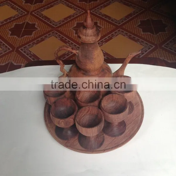 Natural Color Set of Wooden Cup, Tea Pot From Vietnam Leading Manufacturer photo-3