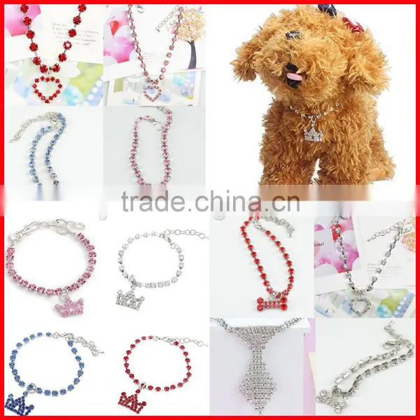 2016 Diamond Pet Dog Cat Tie Crystal Rhinestone Collar Necklace Accessories photo-3