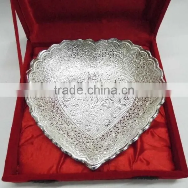 Indian Wedding Return Gift Item Lovely Silver Plated Brass Tray photo-2