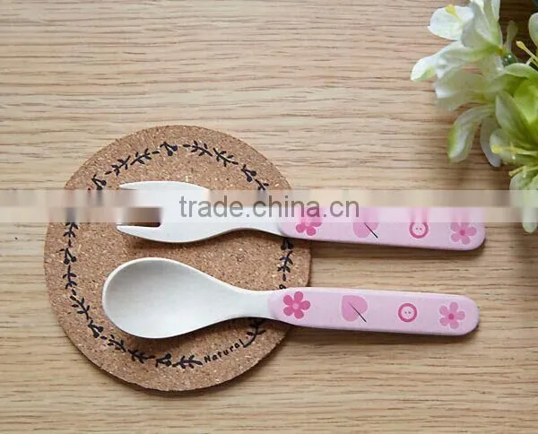 Cute and Eco Bamboo Fiber Kids Spoon and Fork photo-4