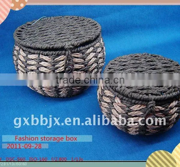 Brown Round Paper Rope Hobby Craft Box