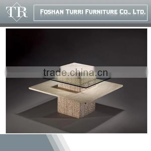 Iran Natural Travertine Base Round Glass Side Table photo-5