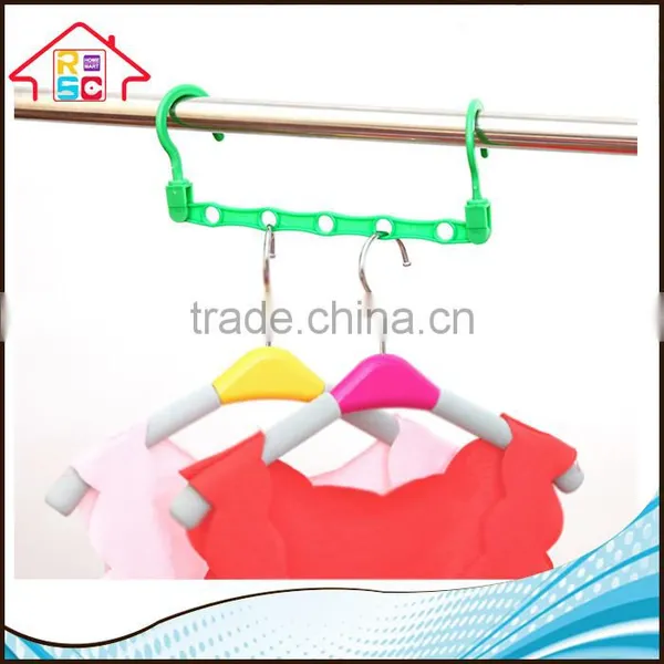 NBRSC Plastic Multi-functional Folding Clothes Hanger Hanging Device Closet Space Saver Set of 2 photo-3