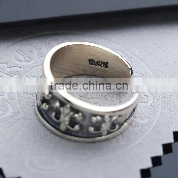 Personalized Cool Punk Jewelry Adjustbale Sterling Silver Flower Ring for Man photo-4