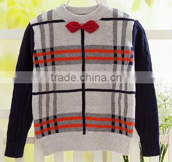 European Western Style Cool Tartan Plaid Woolen Sweater for Kids photo-2