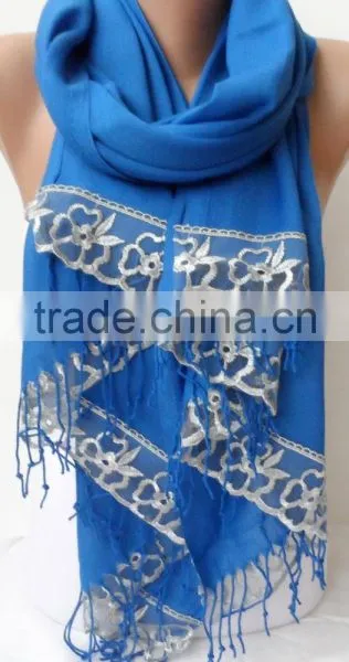 French Lace Socks Blue Pashmina Shawls for Bridesmaids Socks Blue Pashmina With Gray Lace Women Wedding Shawls Fashion Gifts Bri photo-2