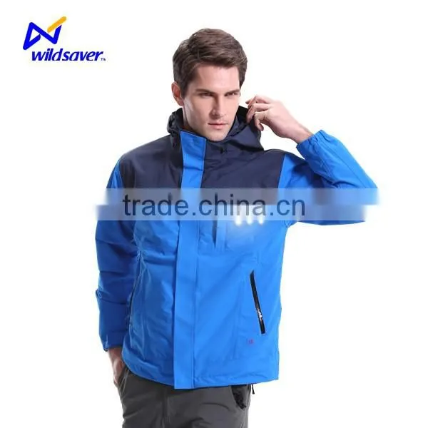 LED Blinking Security Usb Charging Nylon Windbreaker Jacket Custom photo-4