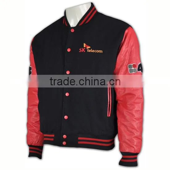 Latest Design Long Sleeve Black Cotton Baseball Jackets photo-2