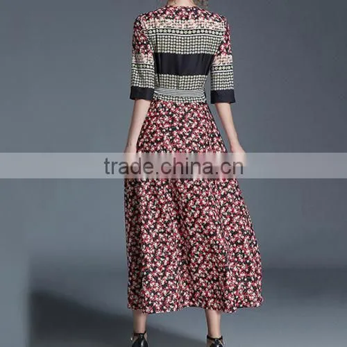 Chiffon Printed Shivering Red One-piece Dress New Fashion Ladies Dress photo-2