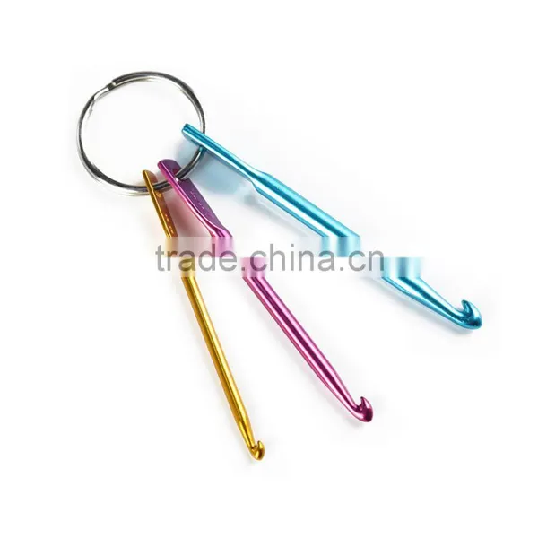 Charmkey Metal Key Ring 3pcs Corchet Hook Set Multicolor Mini Aluminum Crochet Hook for Crafts photo-2
