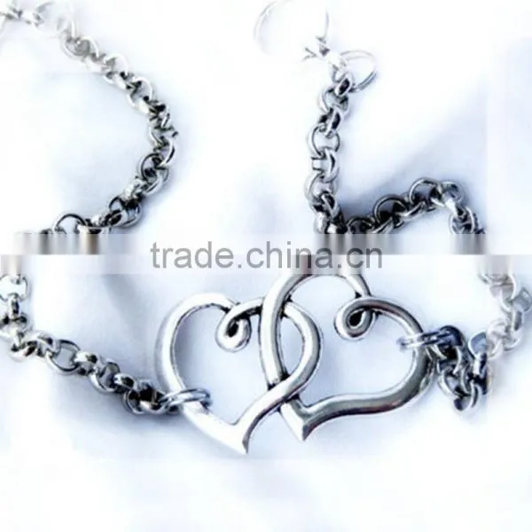 Double Heart Simple Silver Chain Anklet Beach Anklets For Women Foot Jewelry photo-2