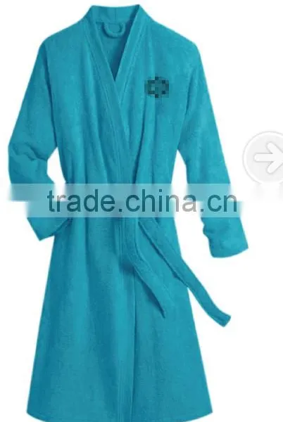 Textile China Factory Microfiber Plain Dyed Kimono Collar Bathrobe photo-4