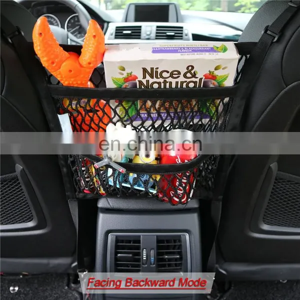 3-Layer Car Mesh Organizer Seat Back Net Bag Barrier of Backseat Pets Children Kids Cargo Tissue Purse Holder Driver Storage photo-4