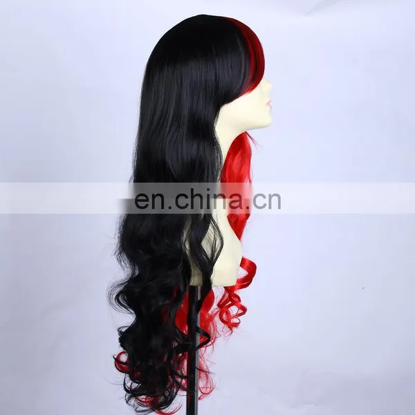 Wholesale Rad Black Mix Cosplay Curly Synthetic Wig photo-3